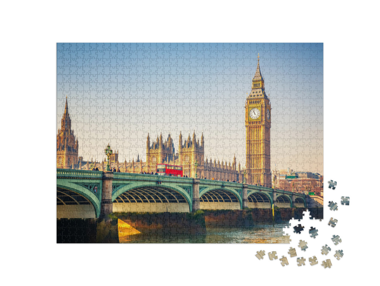 Big Ben & Westminster Bridge in London... Jigsaw Puzzle with 1000 pieces