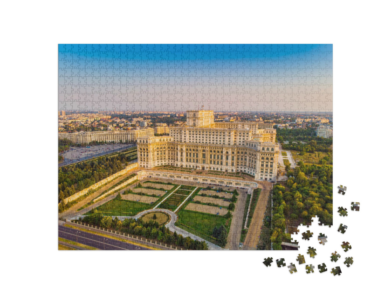 Parliament Building or Peoples House in Bucharest City. A... Jigsaw Puzzle with 1000 pieces