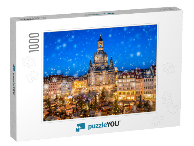 Traditional German Christmas Market in Front of the Dresd... Jigsaw Puzzle with 1000 pieces