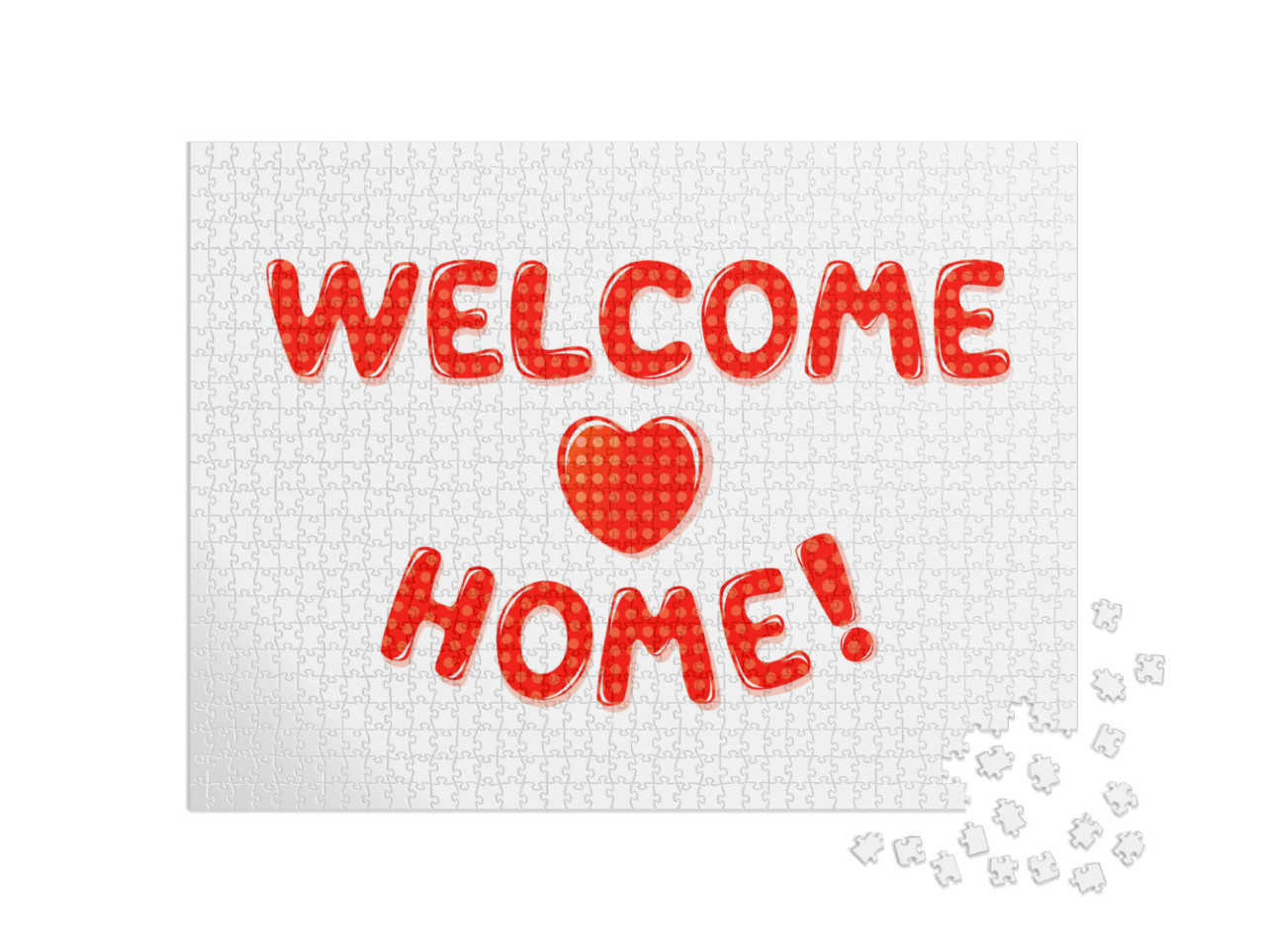 Welcome Home Text with Red Polka Dot Design... Jigsaw Puzzle with 1000 pieces