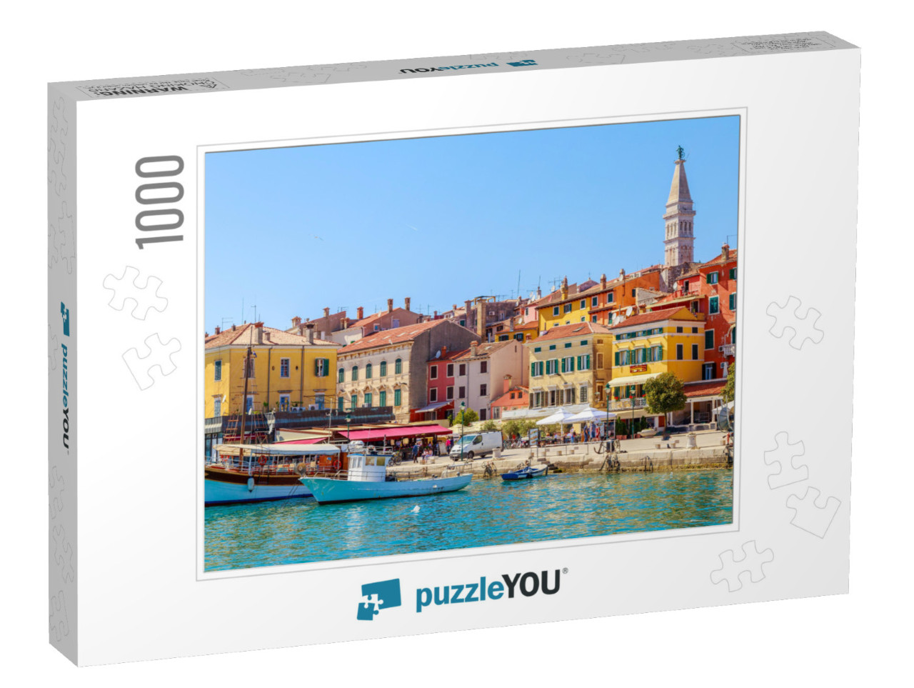 Colorful Rovinj in Istria with Boats in the Port, Croatia... Jigsaw Puzzle with 1000 pieces