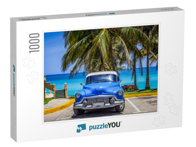 Varadero, Cuba - June 21, 2017 Hdr - American Blue Buick... Jigsaw Puzzle with 1000 pieces