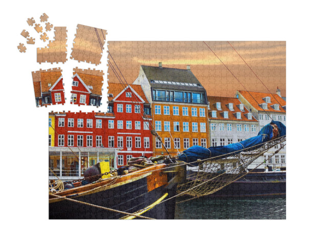 Copenhagen, Denmark. Yacht & Color Houses in Seafront Nyh... | SMART SORTED® | Jigsaw Puzzle with 1000 pieces