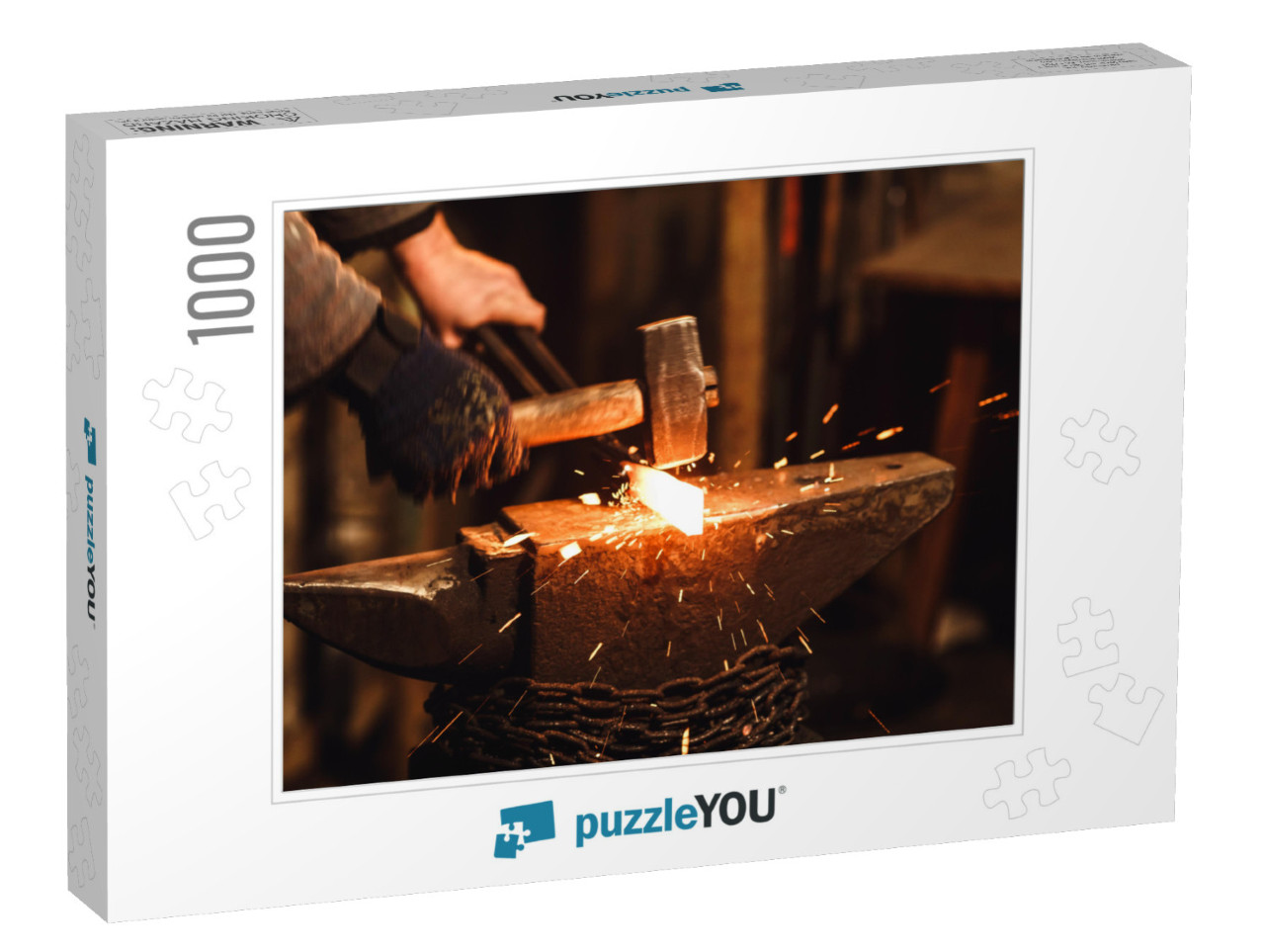 The Blacksmith Manually Forging the Red-Hot Metal on the... Jigsaw Puzzle with 1000 pieces