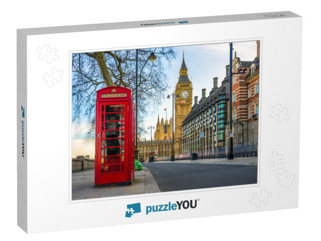 London, England - the Iconic British Old Red Telephone Bo... Jigsaw Puzzle