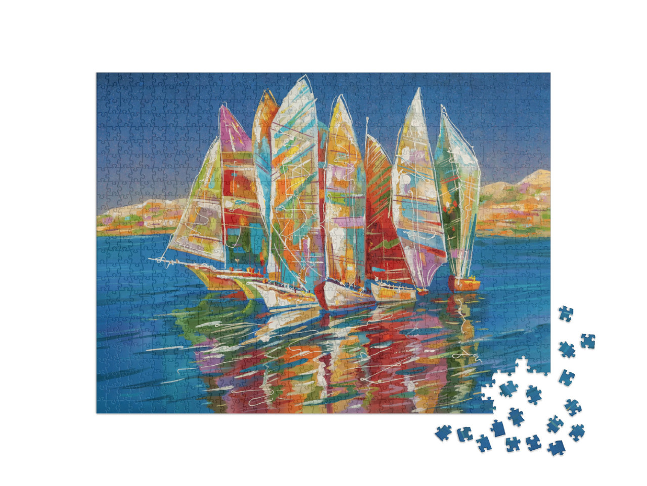 Art Work. Autumn Regatta. Decorative & Textured Technique... Jigsaw Puzzle with 1000 pieces