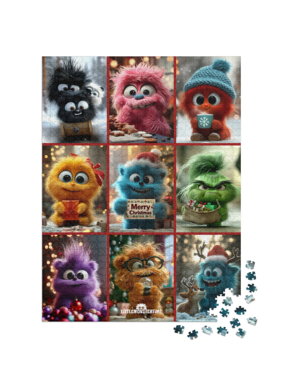 LITTLEMONSTERTIME: Christmas Collage Jigsaw Puzzle with 1000 pieces