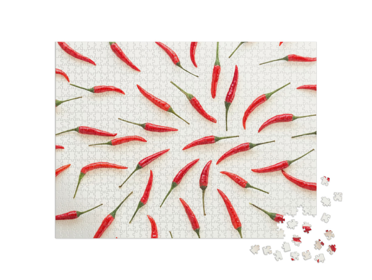 A Lot of Red Hot Chili Peppers on a White Background. a C... Jigsaw Puzzle with 1000 pieces