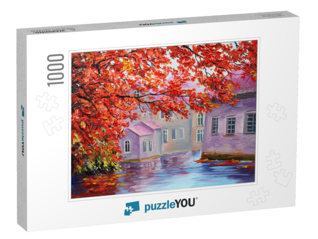 Oil Painting, Colorful Autumn Trees, Impressionism Art... Jigsaw Puzzle with 1000 pieces