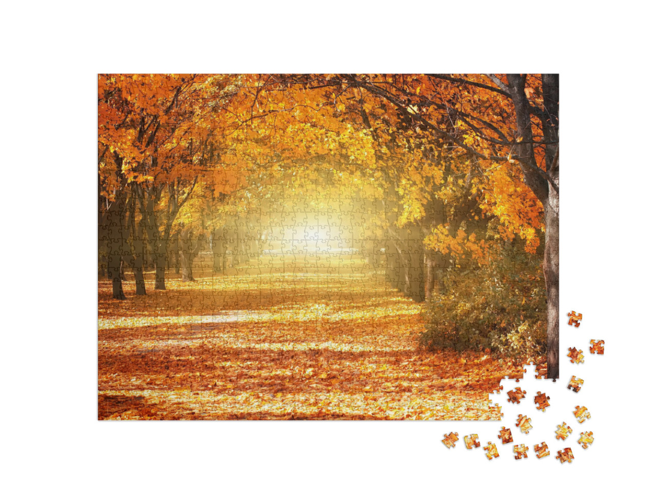 Beautiful Romantic Alley in a Park with Colorful Trees &... Jigsaw Puzzle with 1000 pieces