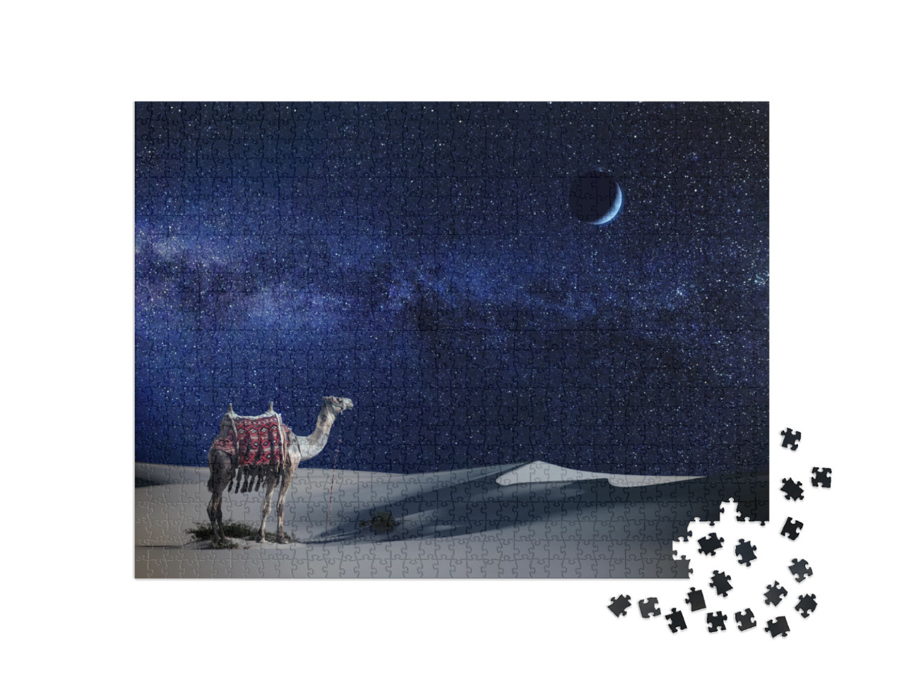 A Lonely Camel At Night in the Desert... Jigsaw Puzzle with 1000 pieces