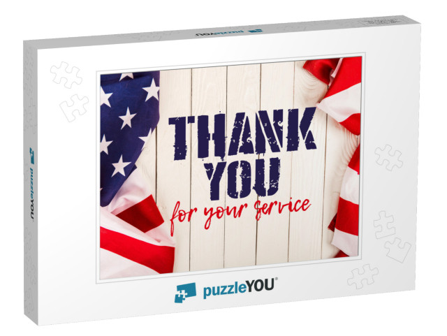 Top View of American Flags & Thank You for Your... Jigsaw Puzzle