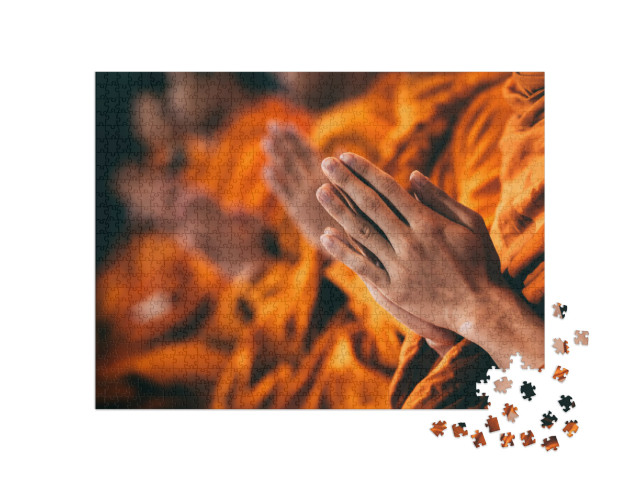 The Monks Are Chanting a Buddhist Ritual in It... Jigsaw Puzzle with 1000 pieces