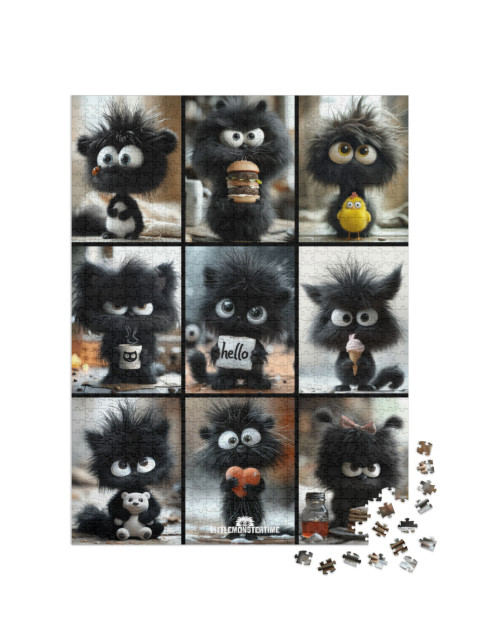 LITTLEMONSTERTIME: Dark Monster Collage Jigsaw Puzzle with 1000 pieces