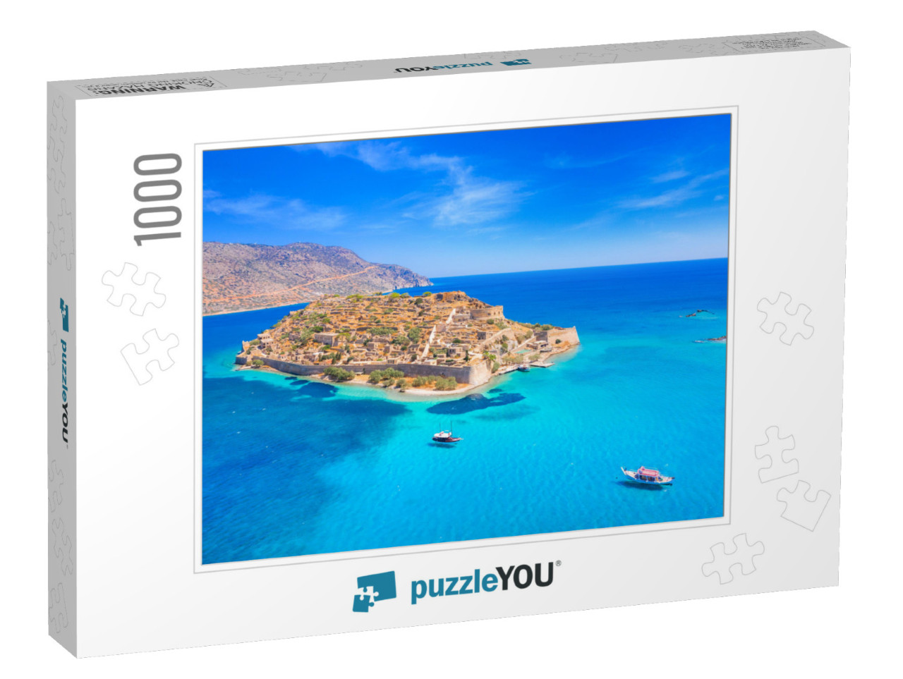 View of the Island of Spinalonga with Calm Sea. Here Were... Jigsaw Puzzle with 1000 pieces