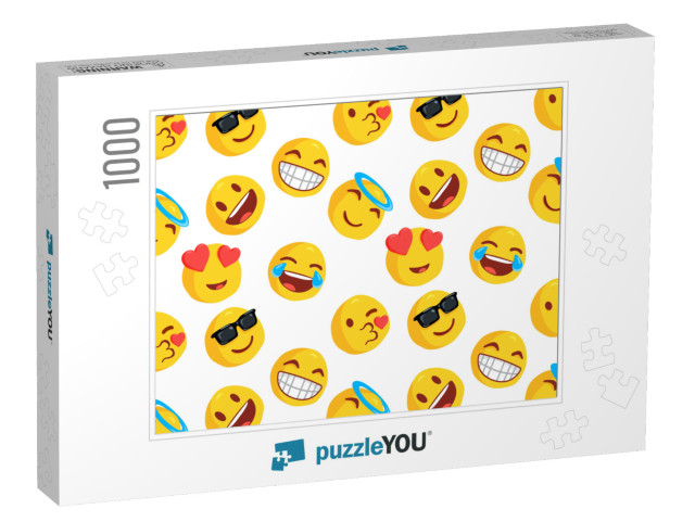 Emoticon & Emoji Pattern, Emoji Vector Illustration, Emot... Jigsaw Puzzle with 1000 pieces