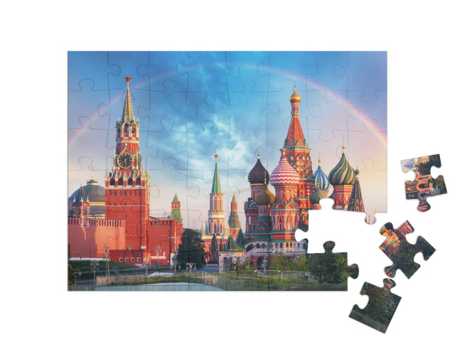 Moscow - Panoramic View of the Red Square with Moscow Kre... Jigsaw Puzzle with 48 pieces