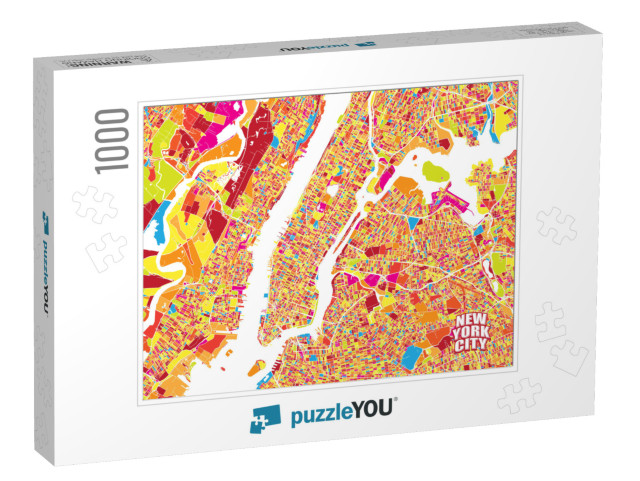 Colorful Vector Map of New York City. Very Detailed Versi... Jigsaw Puzzle with 1000 pieces