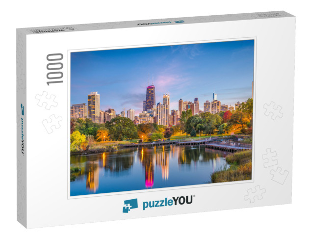 Chicago, Illinois, USA Downtown Skyline from Lincoln Park... Jigsaw Puzzle with 1000 pieces