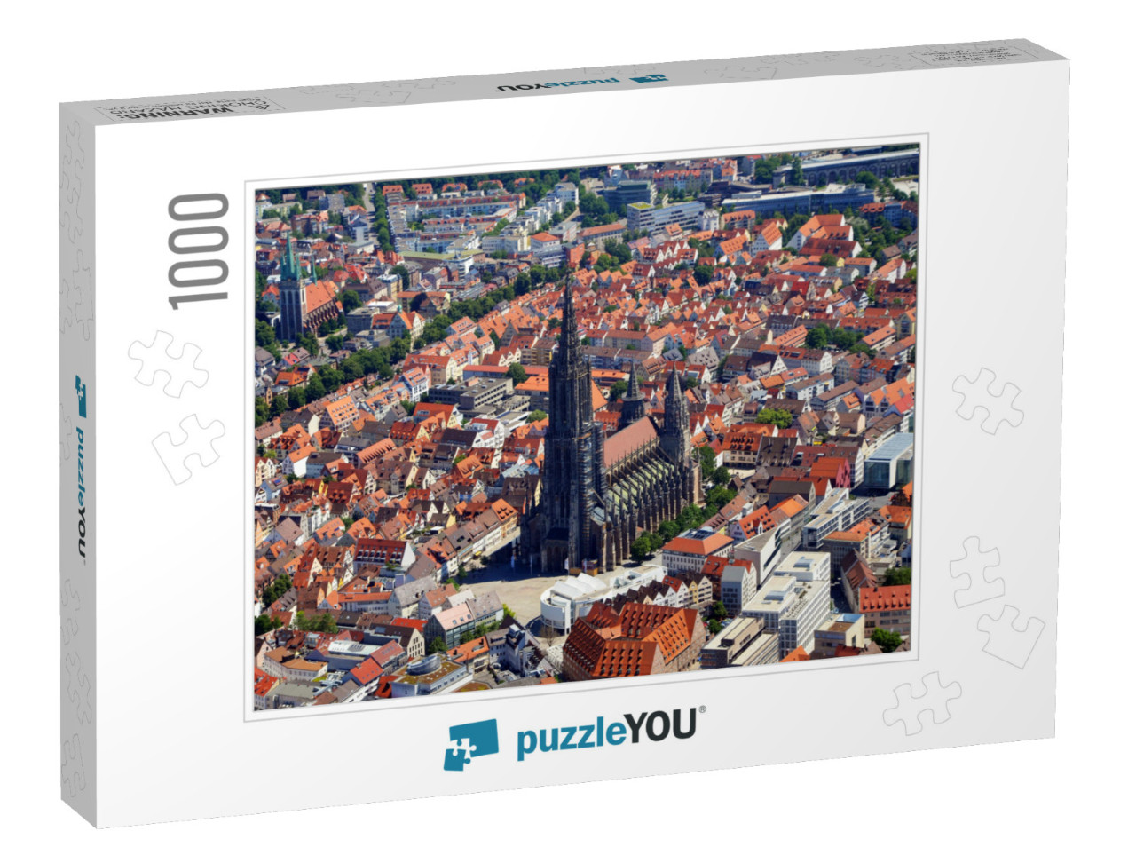 Closer Aerial View of Ulm Minster Ulmer Muenster & Ulm, S... Jigsaw Puzzle with 1000 pieces