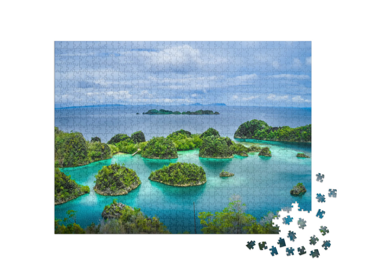 Pianemo Islands, Blue Lagoon with Green Rockes, Raja Ampa... Jigsaw Puzzle with 1000 pieces