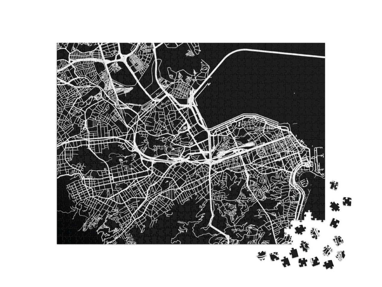 Urban Vector City Map of Rio De Janeiro, Brazil... Jigsaw Puzzle with 1000 pieces