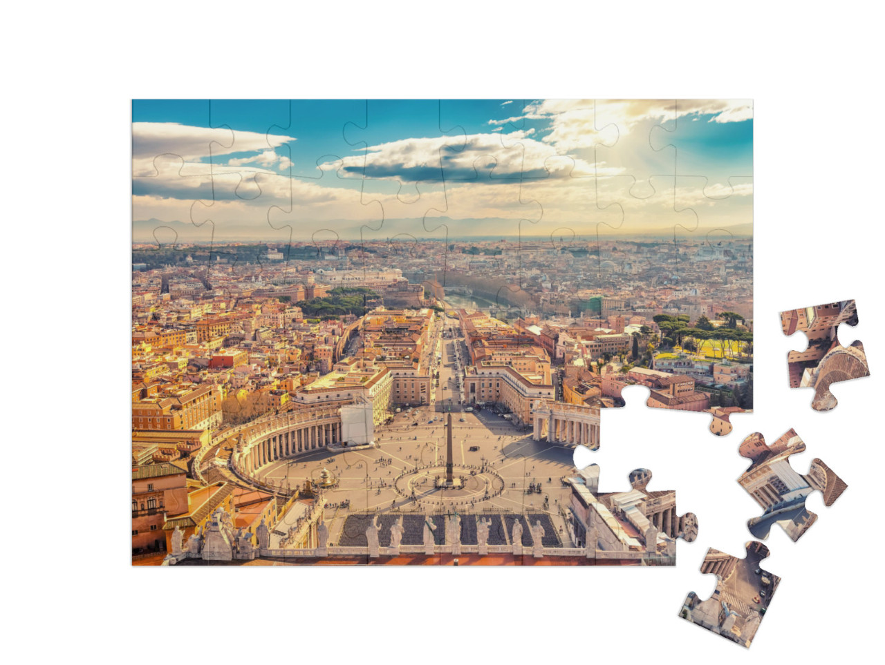 Saint Peters Square in Vatican & Aerial View of Rome... Jigsaw Puzzle with 48 pieces