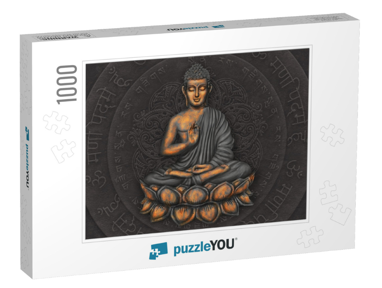 Gautama Buddha Against the Background of the Mantra is Om... Jigsaw Puzzle with 1000 pieces