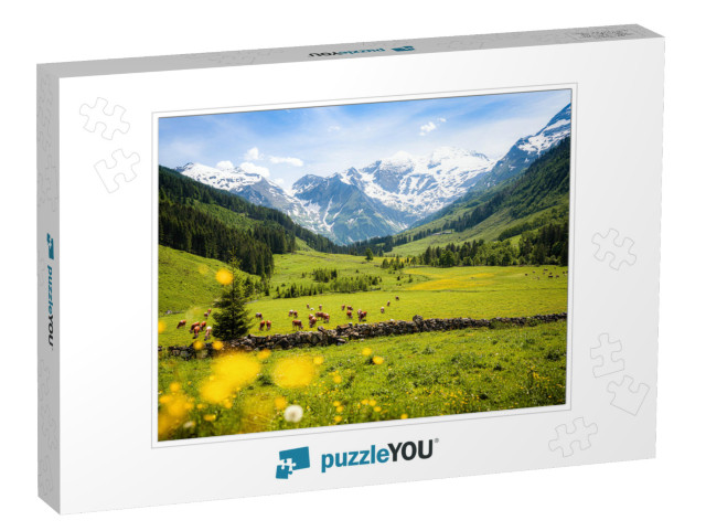 Beautiful Panoramic View of Rural Alpine Landscape with C... Jigsaw Puzzle