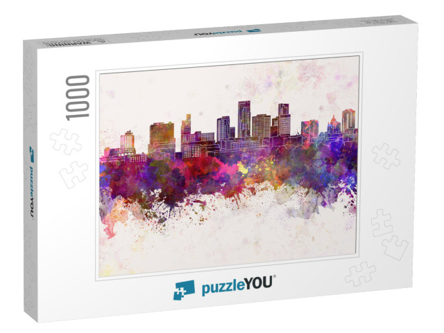 St. Paul Skyline in Watercolor Background... Jigsaw Puzzle with 1000 pieces