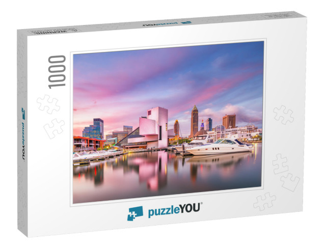 Cleveland, Ohio, USA Downtown City Skyline & Harbor At Twi... Jigsaw Puzzle with 1000 pieces