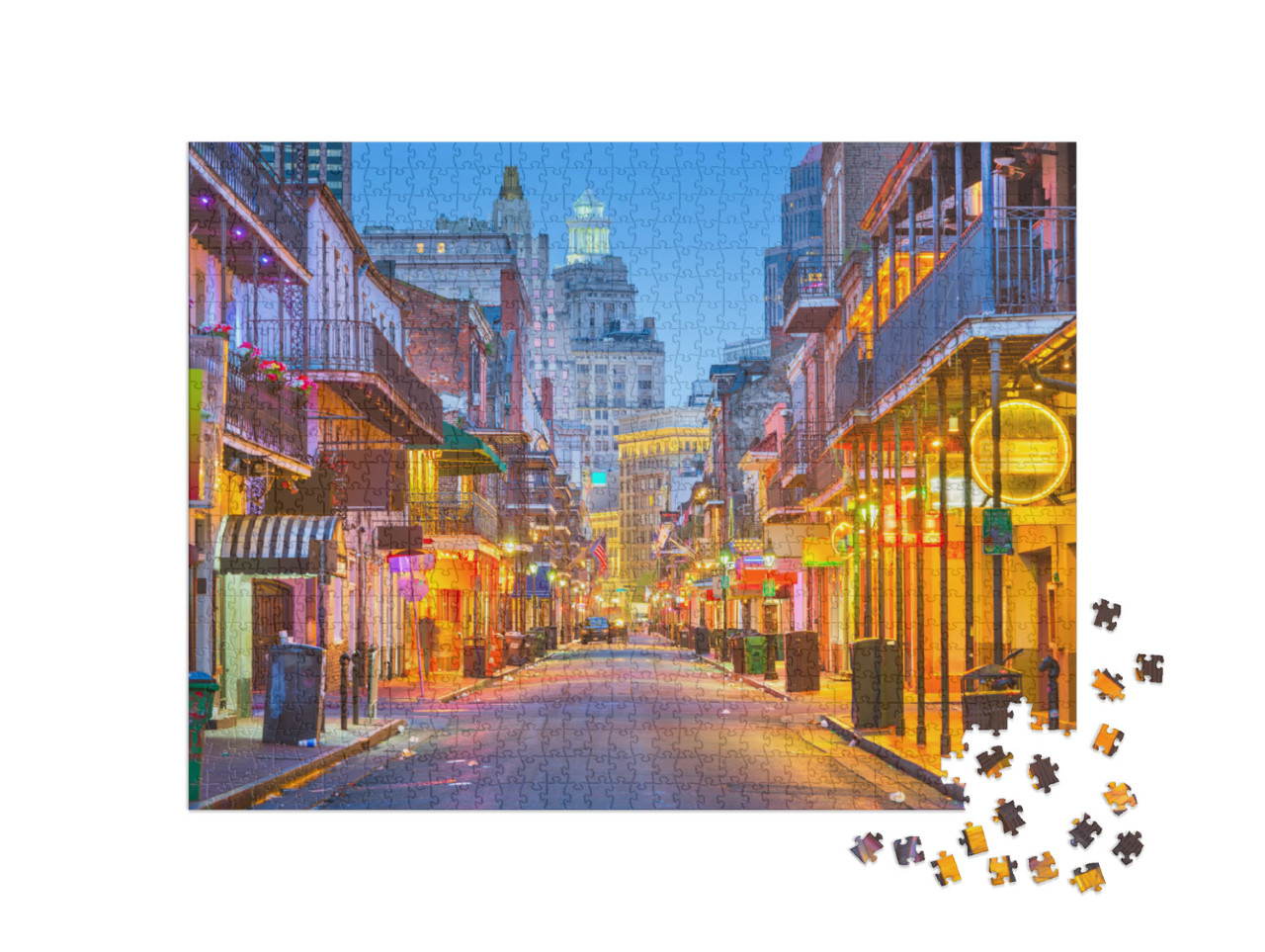 Bourbon St, New Orleans, Louisiana, USA Cityscape of Bars... Jigsaw Puzzle with 1000 pieces