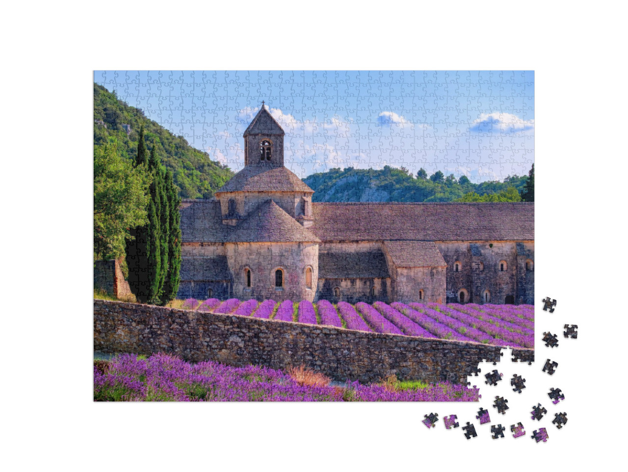 Blooming Purple Lavender Fields At Senanque Monastery, Pr... Jigsaw Puzzle with 1000 pieces