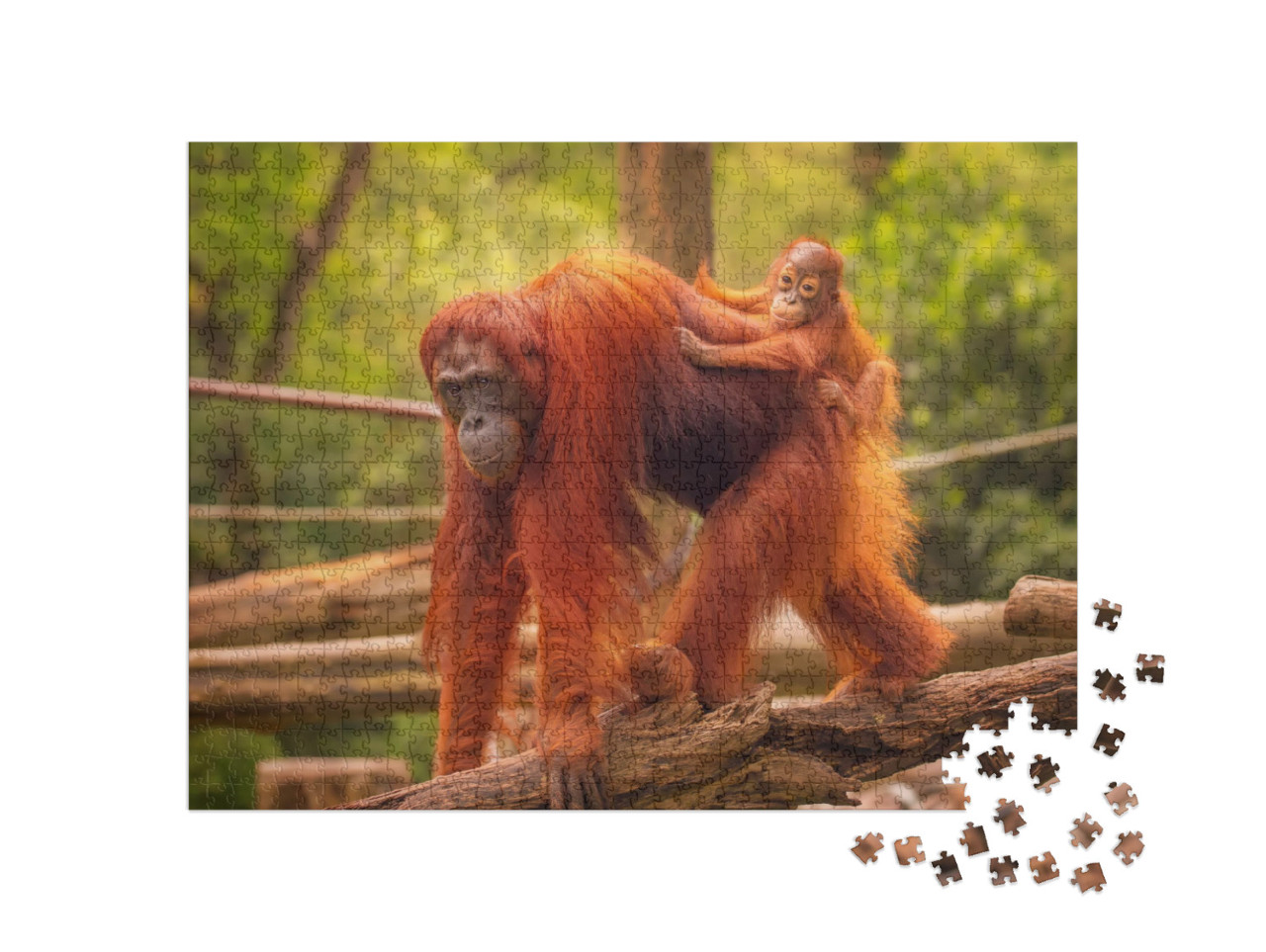 Young Orangutan is Sleeping on Its Mother... Jigsaw Puzzle with 1000 pieces