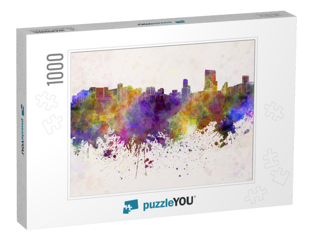 Orlando Skyline in Watercolor Background... Jigsaw Puzzle with 1000 pieces