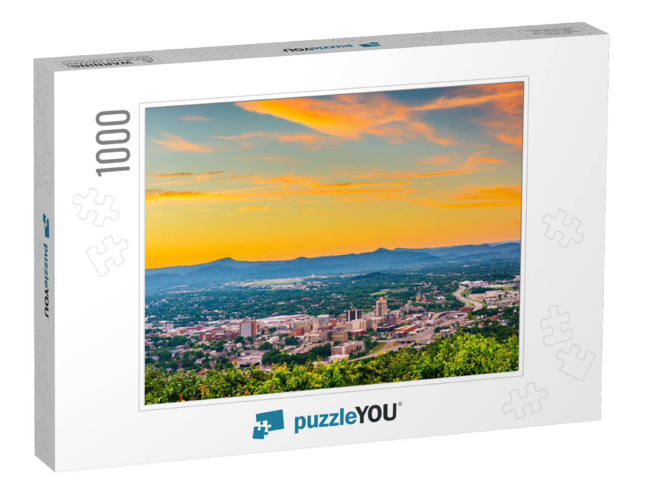 Roanoke, Virginia, USA Downtown Skyline from Above At Dusk... Jigsaw Puzzle with 1000 pieces