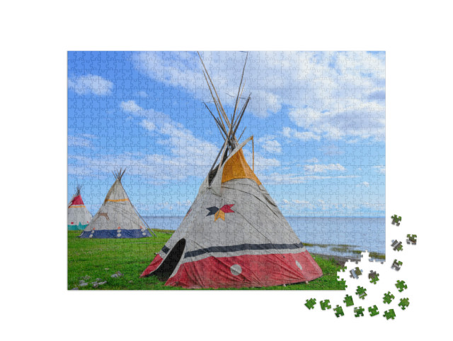 Traditional Teepees of North American Indigenous Peoples Jigsaw Puzzle with 1000 pieces