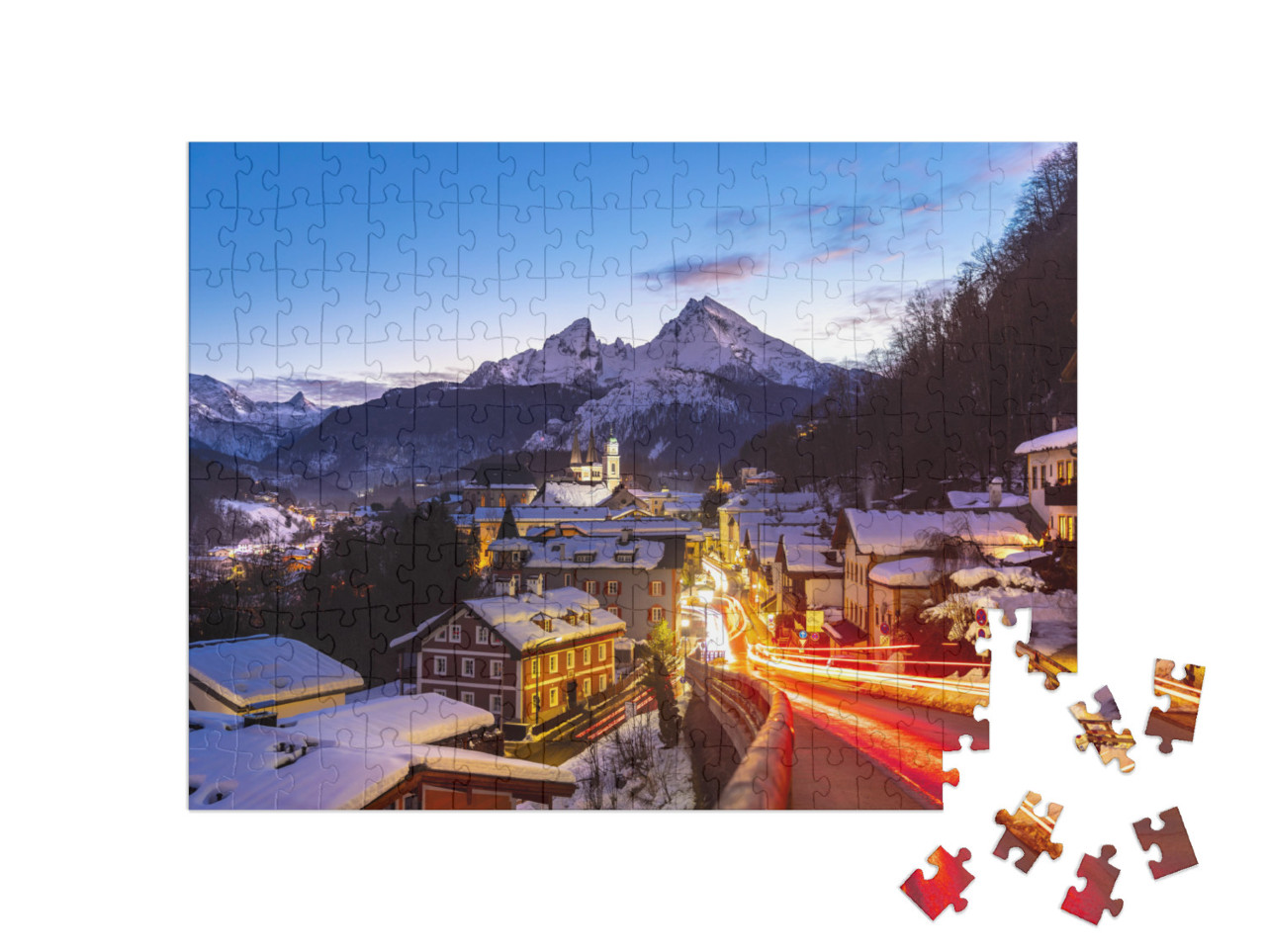 Historic Town of Berchtesgaden with Famous Watzmann Mount... Jigsaw Puzzle with 200 pieces