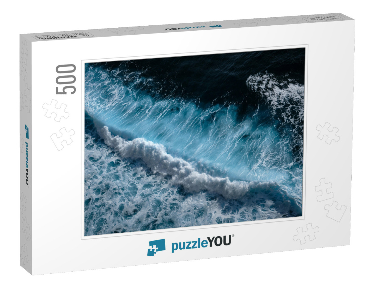 Aerial View to Waves in Ocean Splashing Waves. Blue Clean... Jigsaw Puzzle with 500 pieces