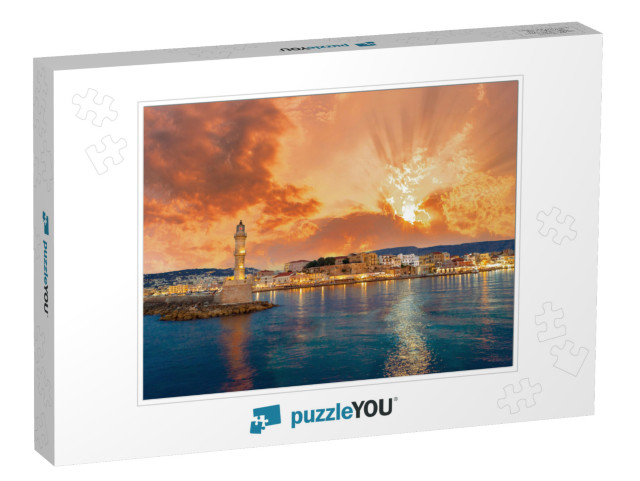 Panorama of the Beautiful Old Harbor of Chania with the A... Jigsaw Puzzle