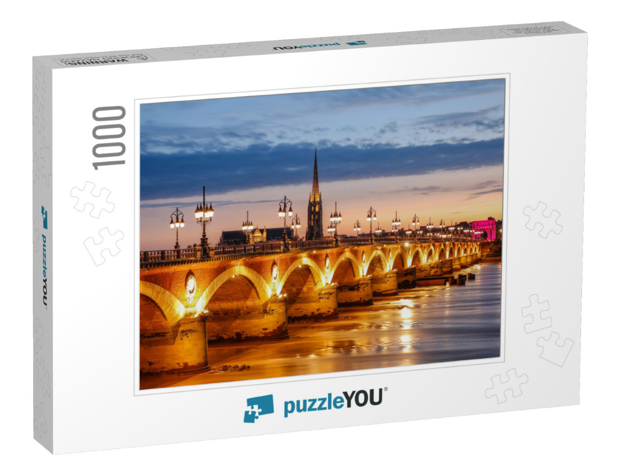 Pont De Pierre Stone Bridge on the River Garonne in Borde... Jigsaw Puzzle with 1000 pieces