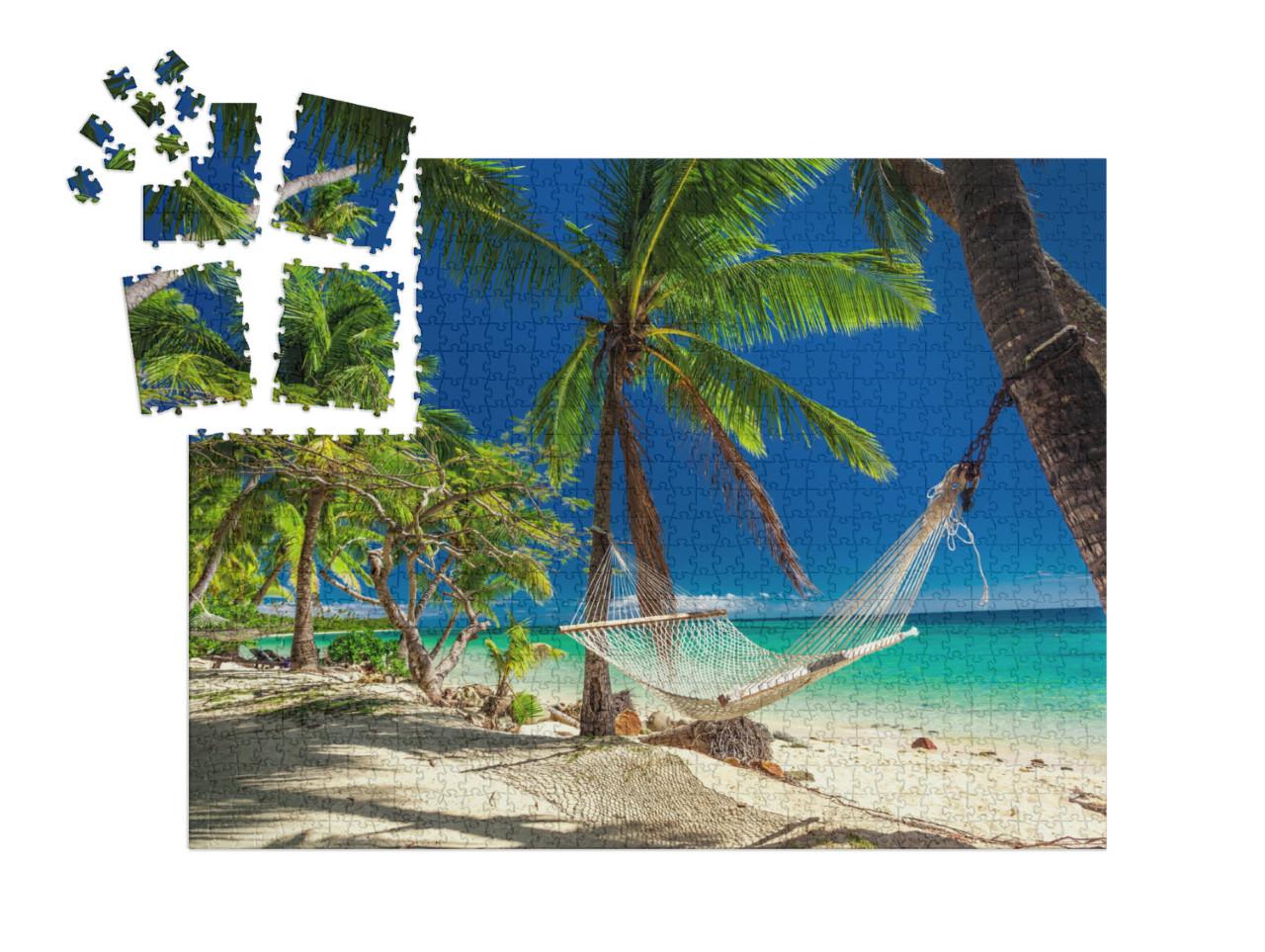 Empty Hammock in the Shade of Palm Trees on Tropical Fiji... | SMART SORTED® | Jigsaw Puzzle with 1000 pieces