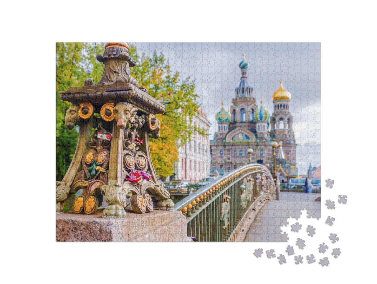 Detail of a Bridge in Saint-Petersburg on a Background Ch... Jigsaw Puzzle with 1000 pieces