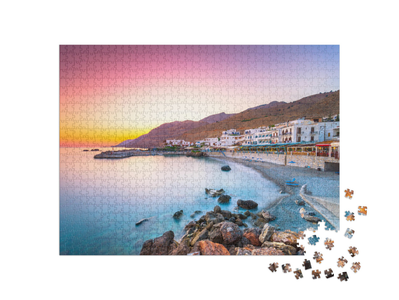 The Small Traditional Village of Chora Sfakion, Sfakia, C... Jigsaw Puzzle with 1000 pieces