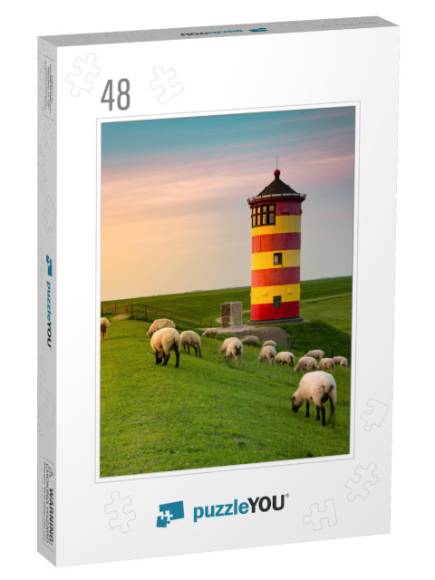 A Beautiful Lighthouse on the East Frisian Coast... Jigsaw Puzzle with 48 pieces