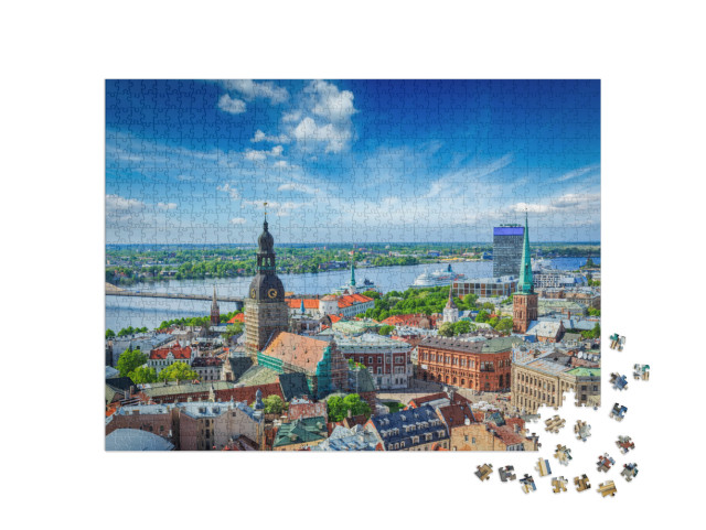 Aerial View of Riga Center from St. Peters Church, Riga... Jigsaw Puzzle with 1000 pieces