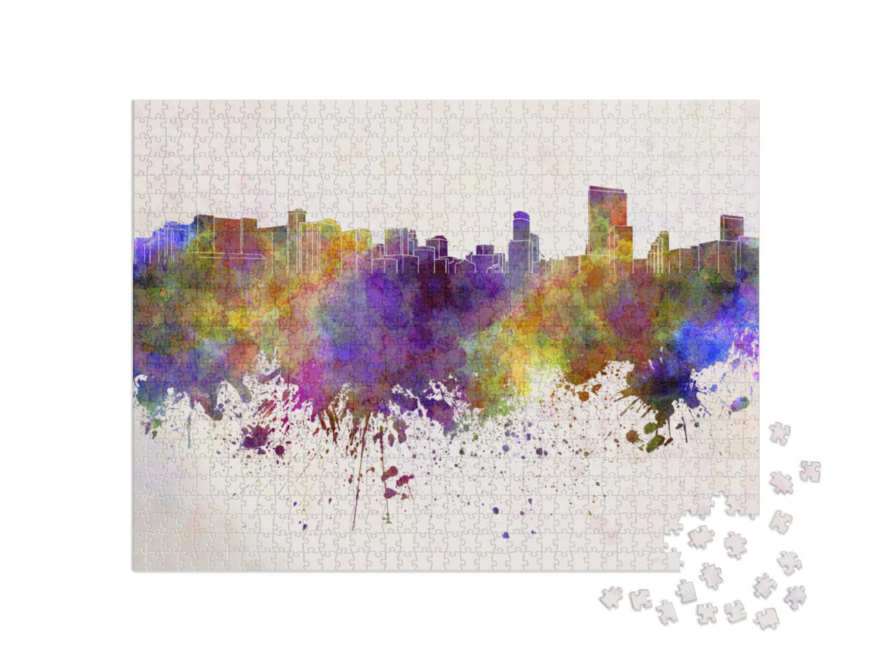 Orlando Skyline in Watercolor Background... Jigsaw Puzzle with 1000 pieces