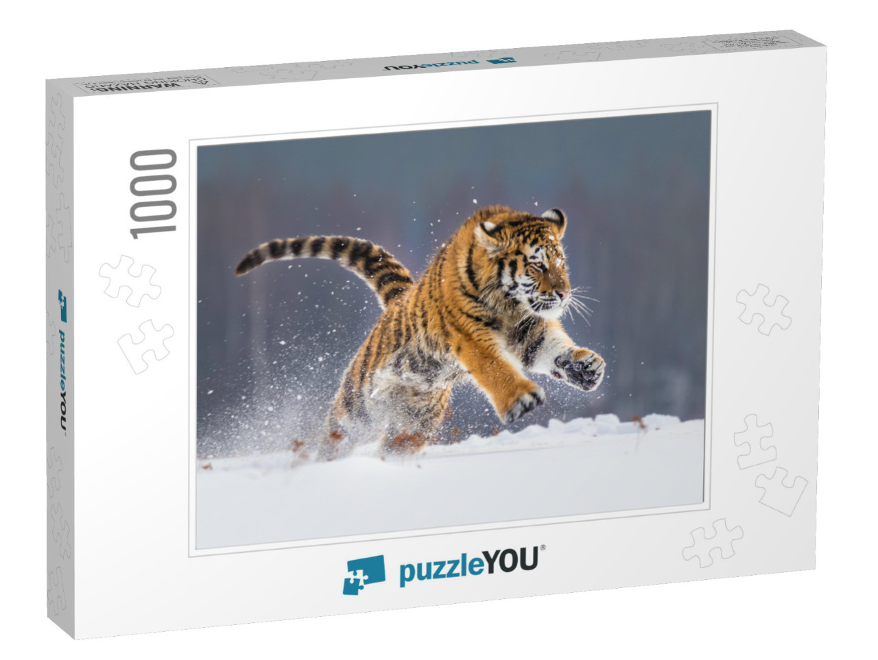 Siberian Tiger Running in Snow. Beautiful, Dynamic & Powe... Jigsaw Puzzle with 1000 pieces