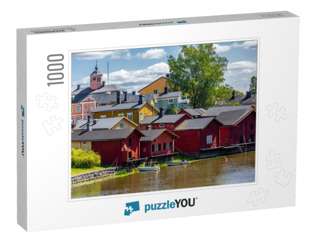 Porvoo, Finland. Old Wooden Red Houses in Old Town of Por... Jigsaw Puzzle with 1000 pieces