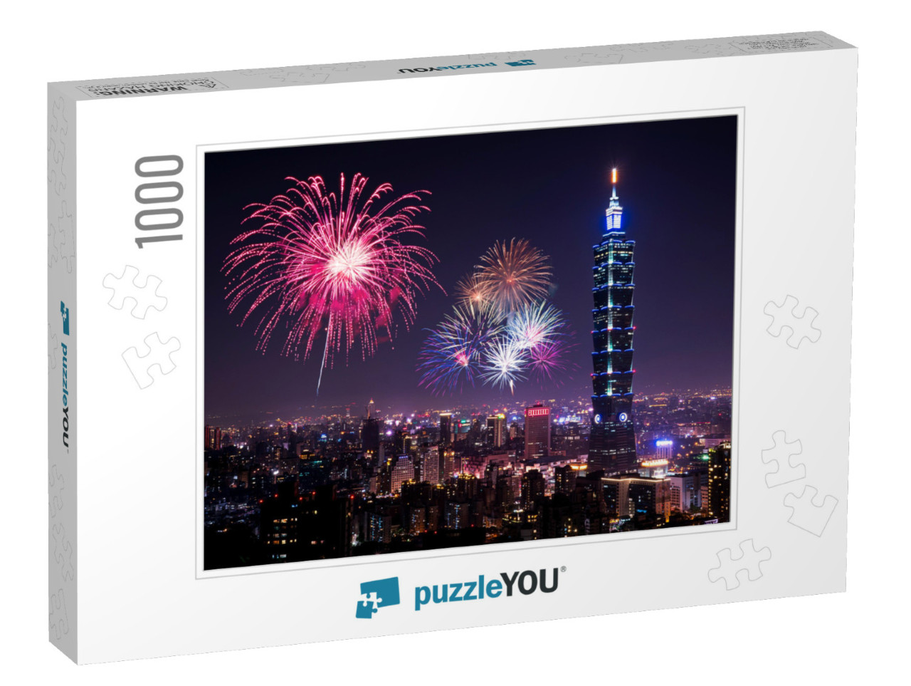 Firework with Cityscape Nightlife View of Taipei. Taiwan... Jigsaw Puzzle with 1000 pieces